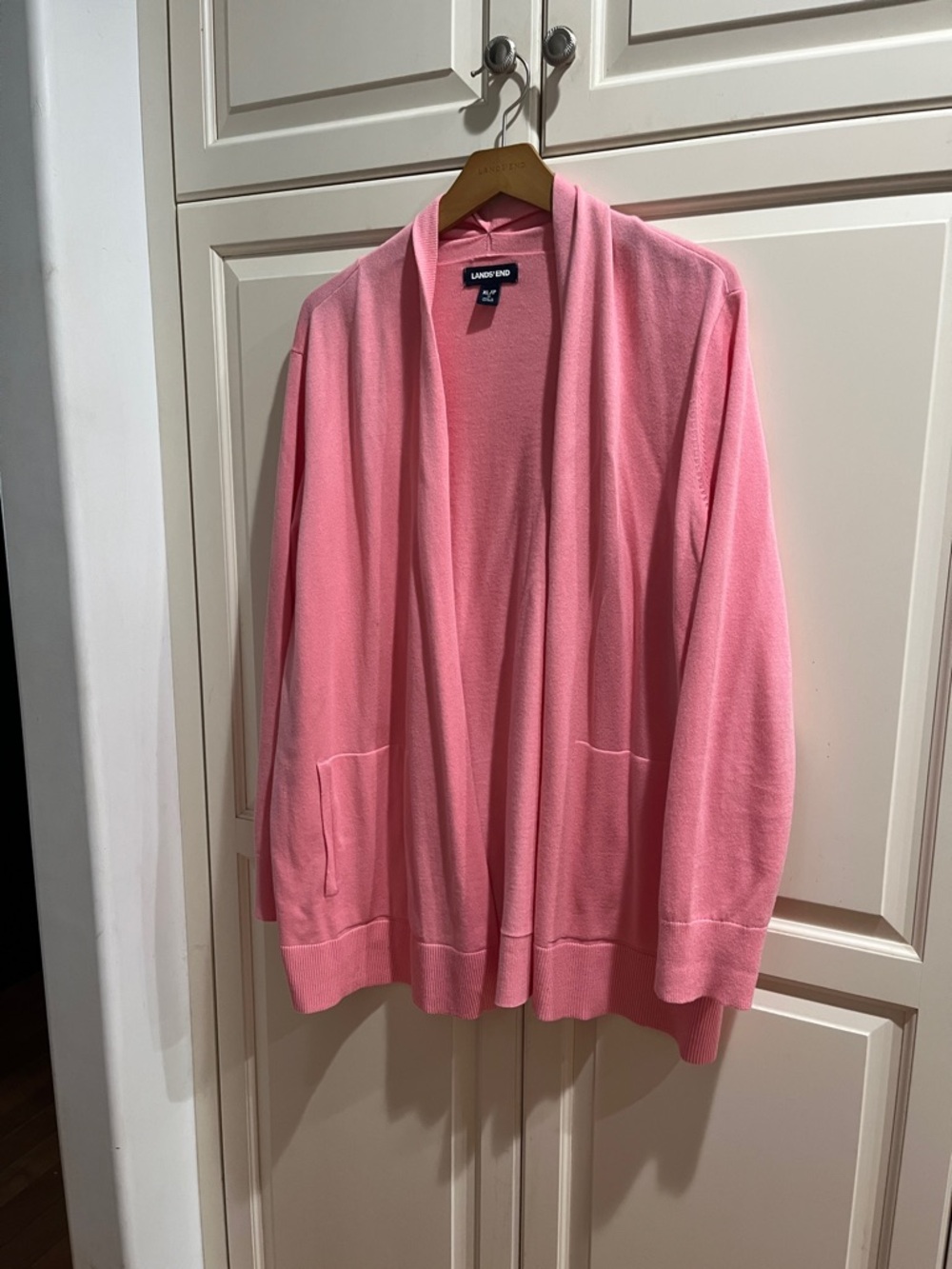 Lands' End Pink Open-Front Women's Cardigan with Pockets